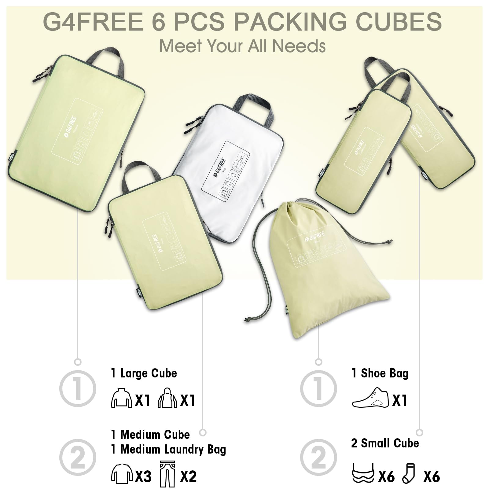 G4Free - G4Free 6 Set Compression Packing Cube -TN23B210A