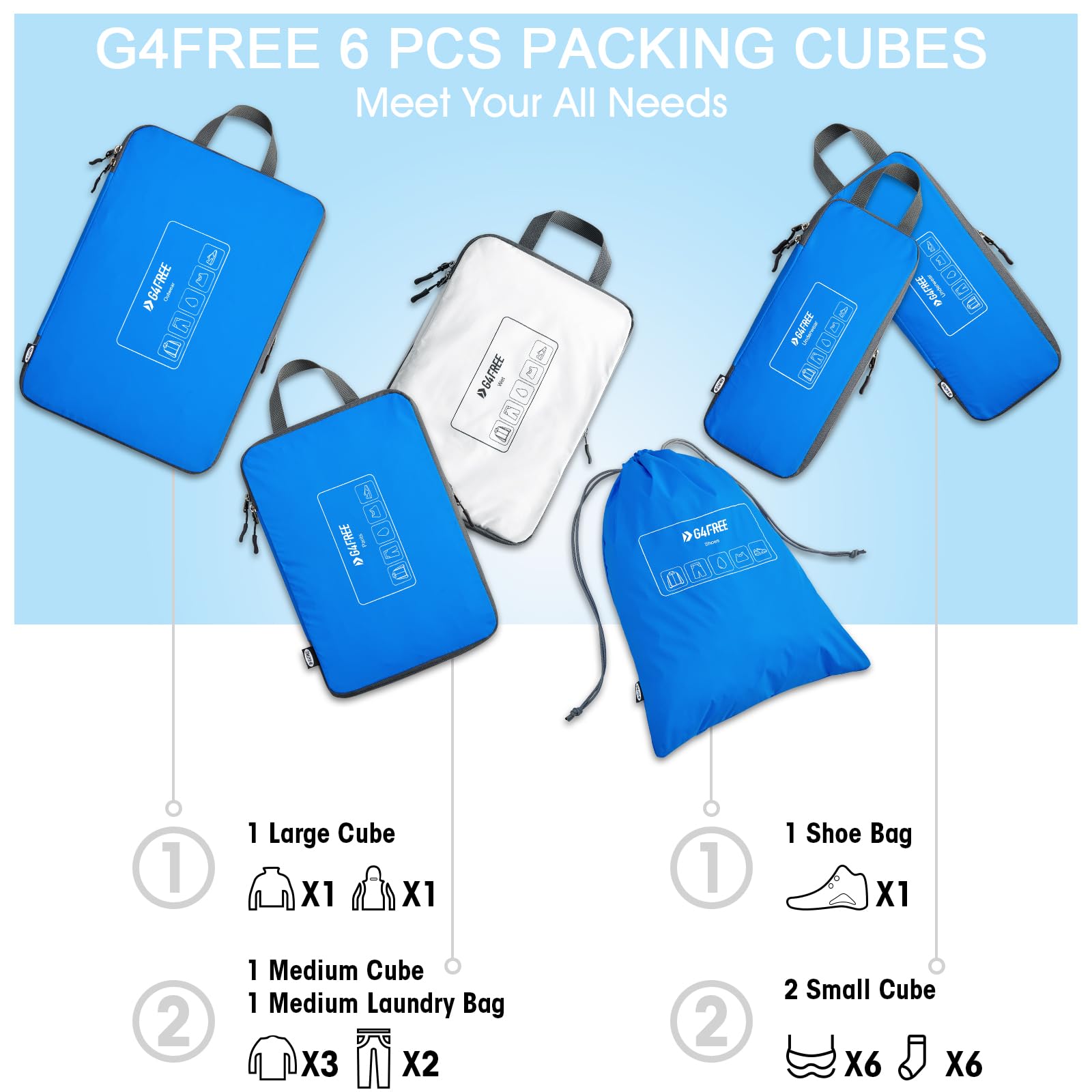 G4Free - G4Free 6 Set Compression Packing Cube -TN23B210A