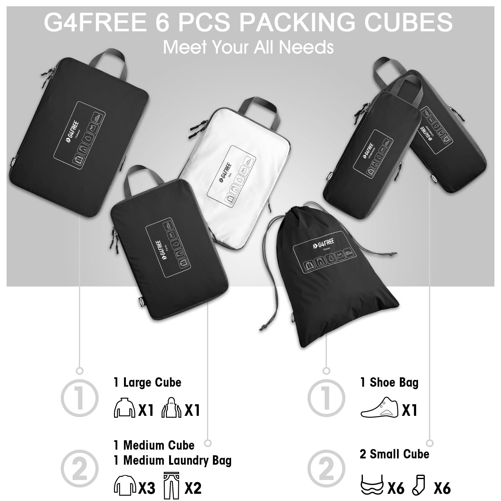 G4Free - G4Free 6 Set Compression Packing Cube -TN23B210A