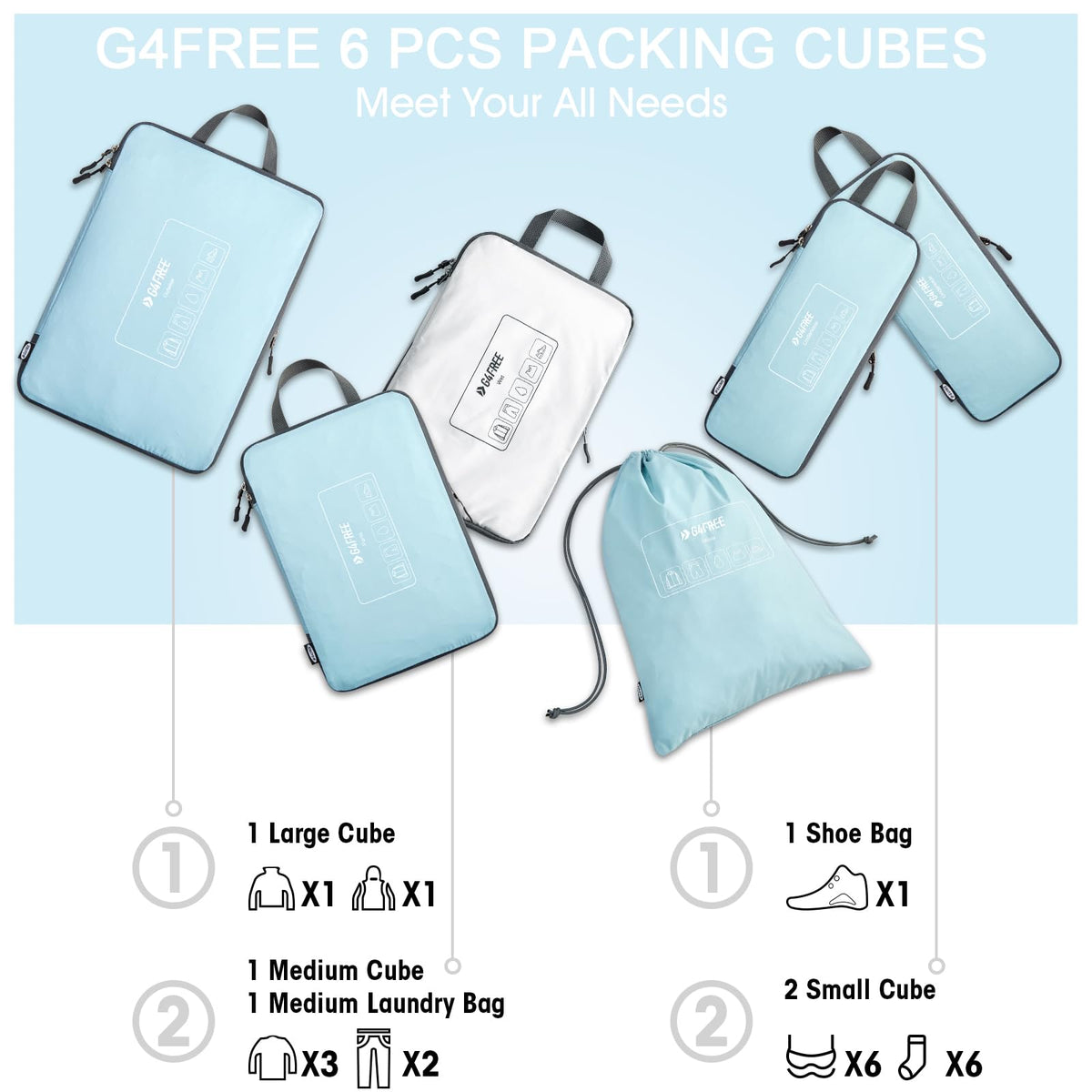 G4Free - G4Free 6 Set Compression Packing Cube -TN23B210A