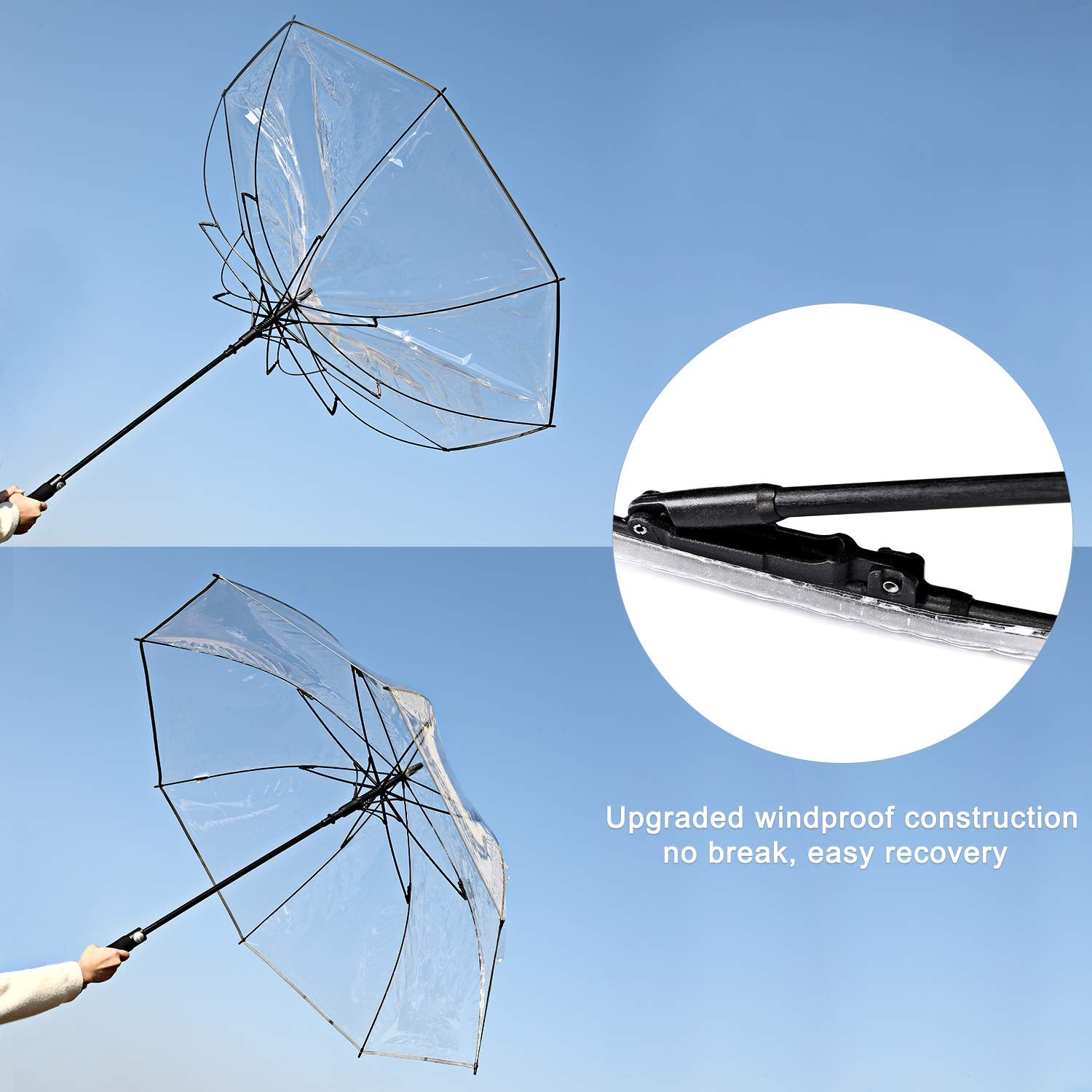 G4Free - G4Free 62 Inch Clear Golf Umbrella Transparent Auto Open Large Stick Umbrella -D02V733A
