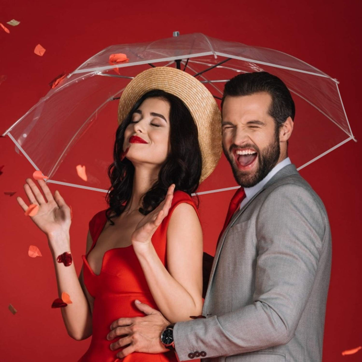 G4Free - G4Free 62 Inch Clear Golf Umbrella Transparent Auto Open Large Stick Umbrella -D02V733A