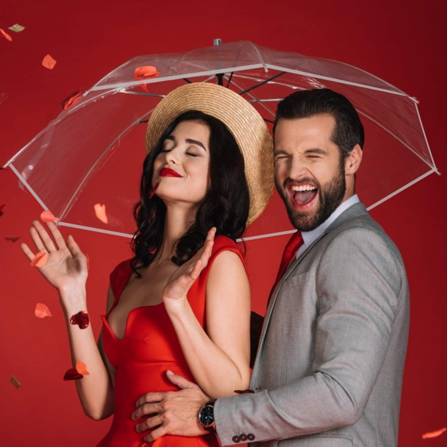 G4Free - G4Free 62 Inch Clear Golf Umbrella Transparent Auto Open Large Stick Umbrella -D02V733A