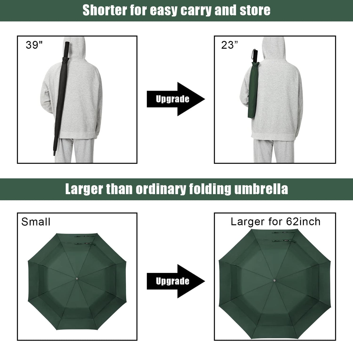 G4Free - G4Free 62 Inch Portable Automatic Open Oversize Vented Double Canopy Umbrellas -D02V684A