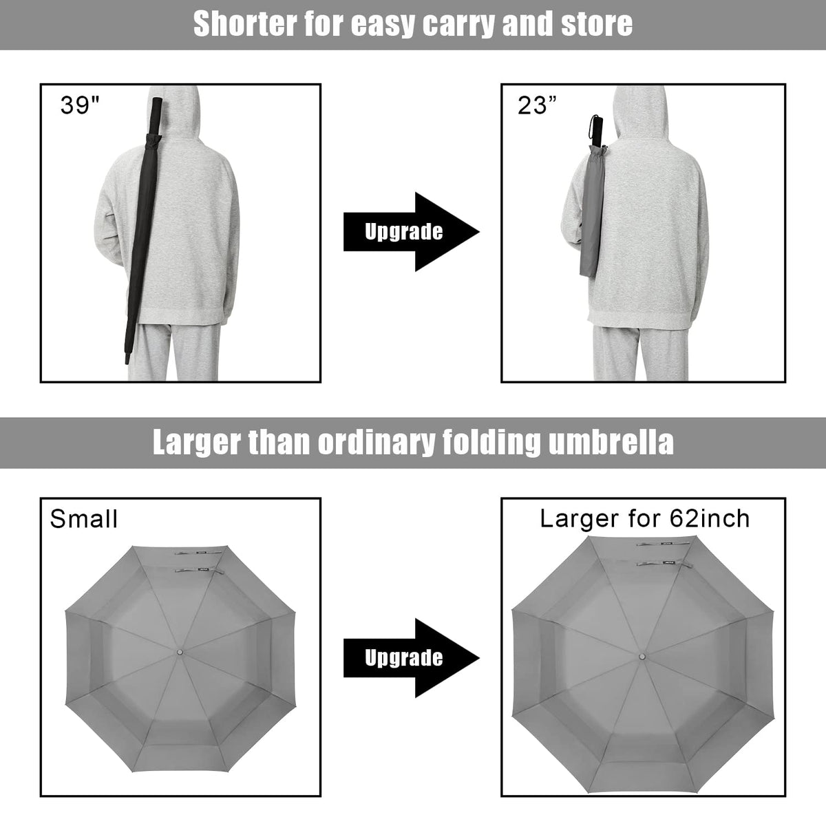 G4Free - G4Free 62 Inch Portable Automatic Open Oversize Vented Double Canopy Umbrellas -D02V684A