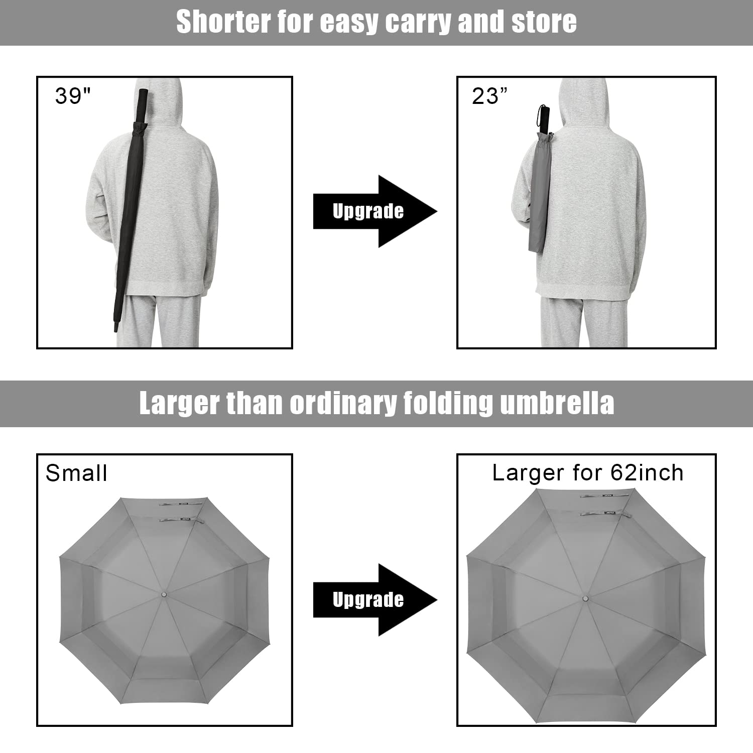 G4Free - G4Free 62 Inch Portable Automatic Open Oversize Vented Double Canopy Umbrellas -D02V684A