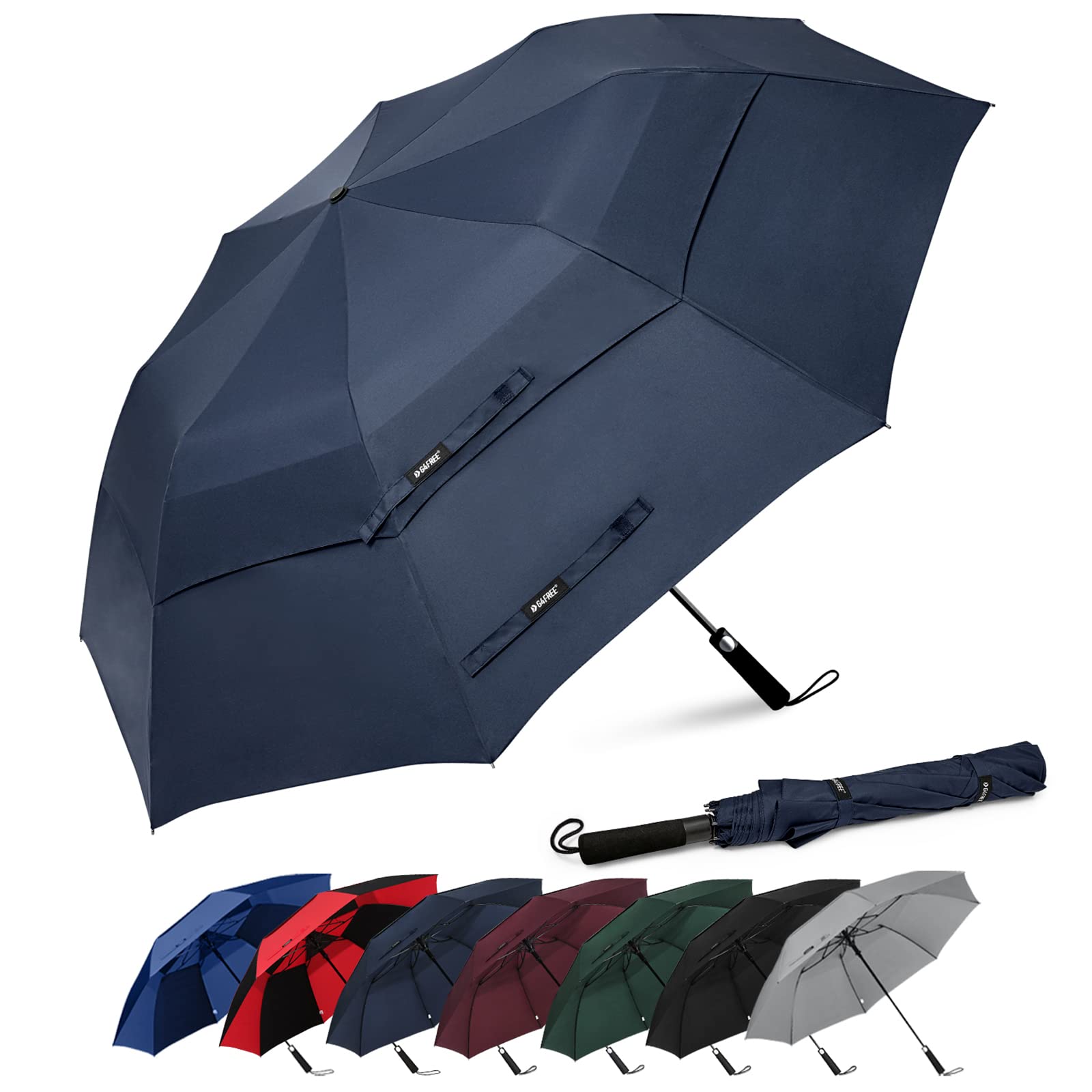 G4Free - G4Free 62 Inch Portable Automatic Open Oversize Vented Double Canopy Umbrellas -D02V684B