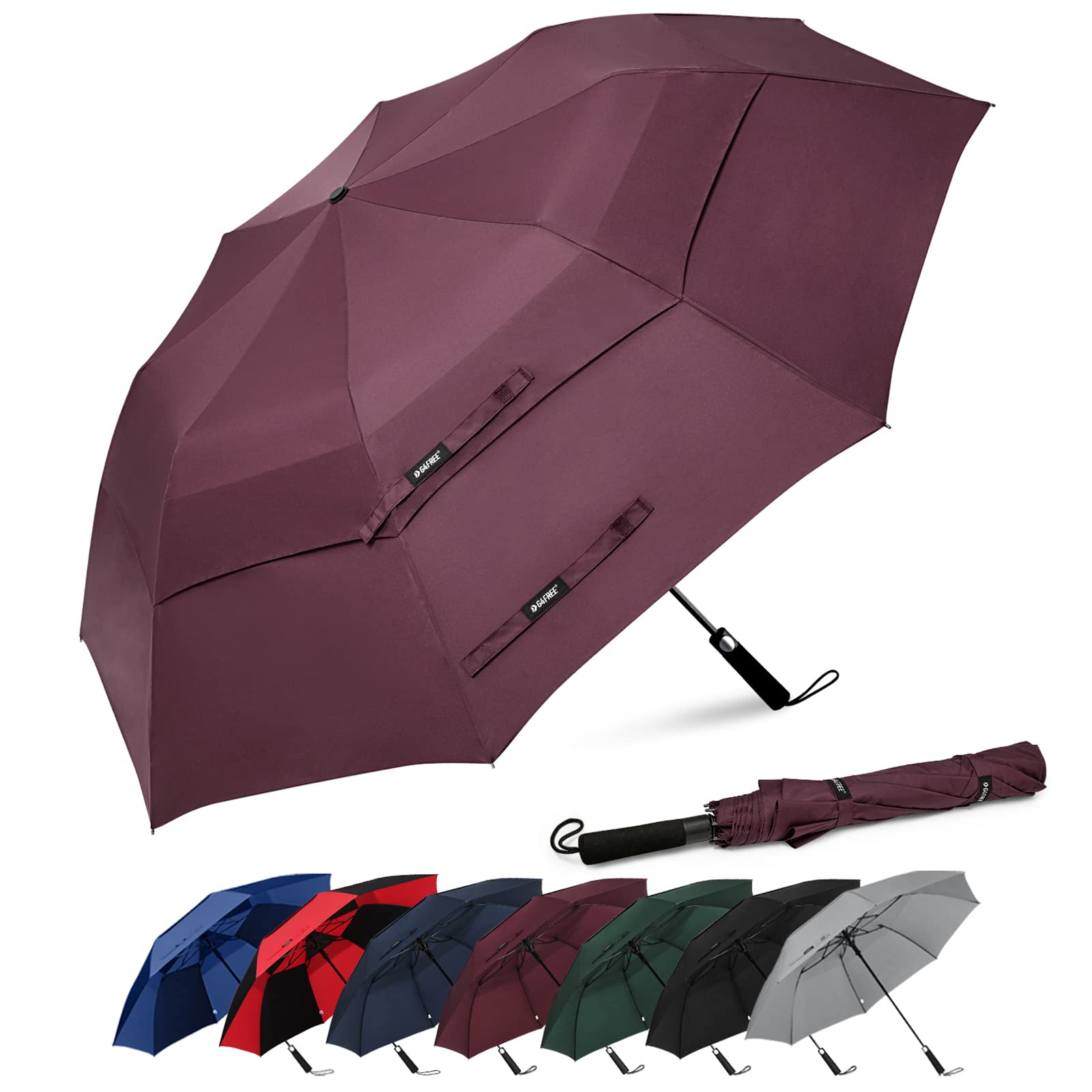 G4Free - G4Free 62 Inch Portable Automatic Open Oversize Vented Double Canopy Umbrellas -D02V684C