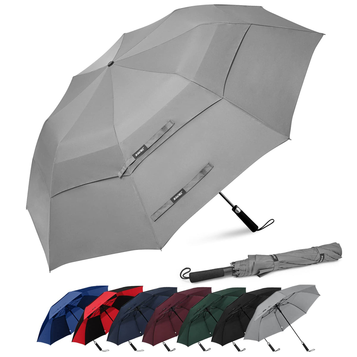 G4Free - G4Free 62 Inch Portable Automatic Open Oversize Vented Double Canopy Umbrellas -D02V684D