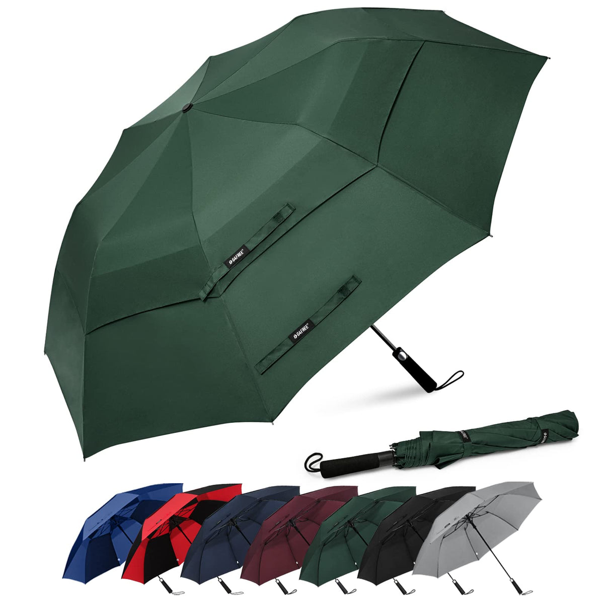 G4Free - G4Free 62 Inch Portable Automatic Open Oversize Vented Double Canopy Umbrellas -D02V684E