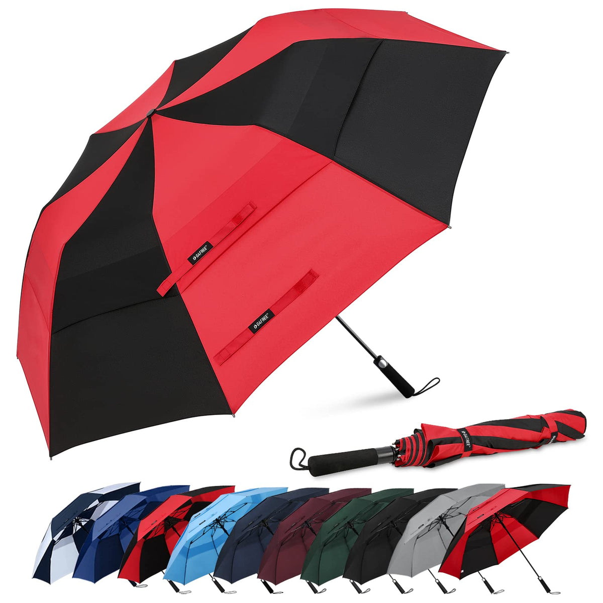 G4Free - G4Free 62 Inch Portable Automatic Open Oversize Vented Double Canopy Umbrellas -D02V684G