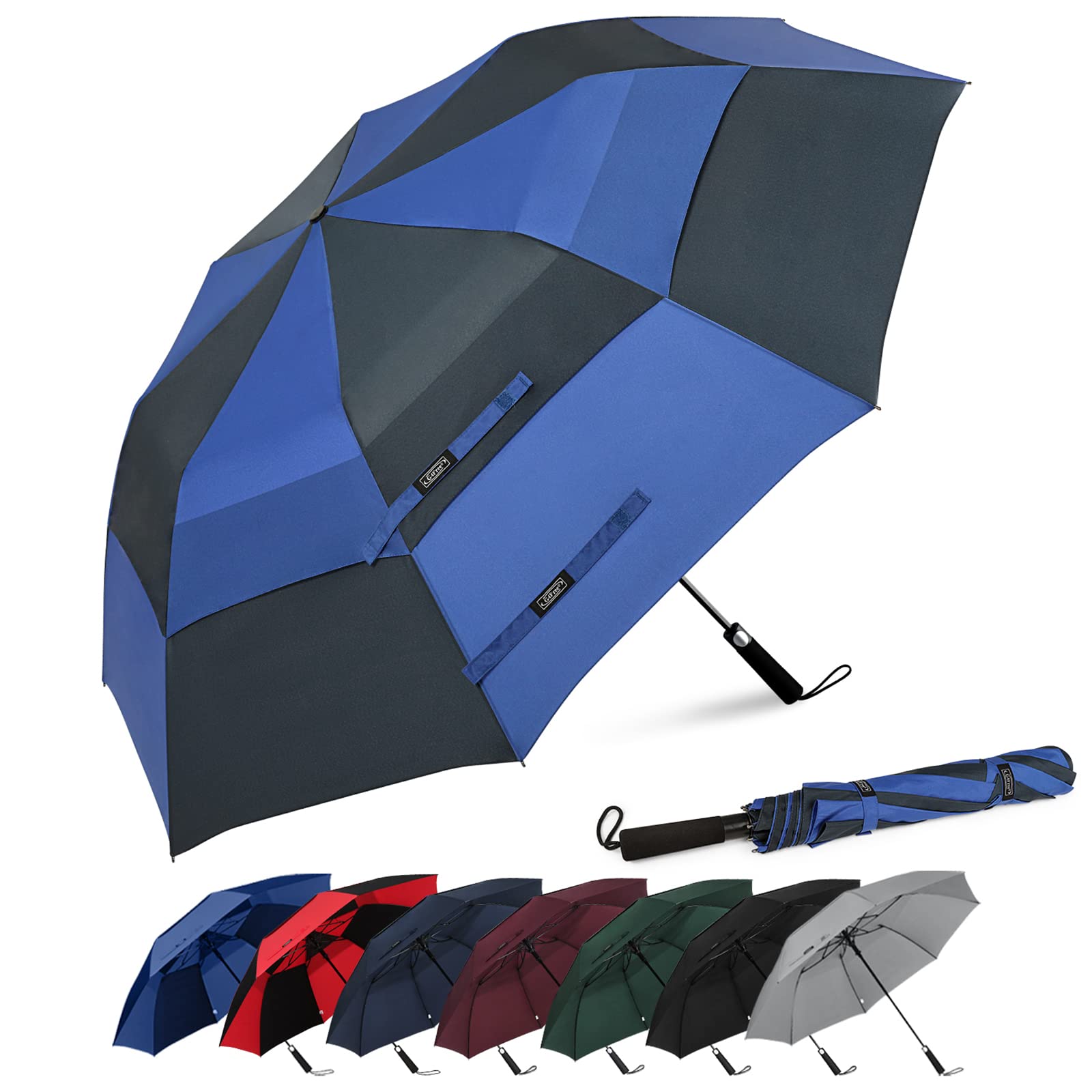 G4Free - G4Free 62 Inch Portable Automatic Open Oversize Vented Double Canopy Umbrellas -D02V684J