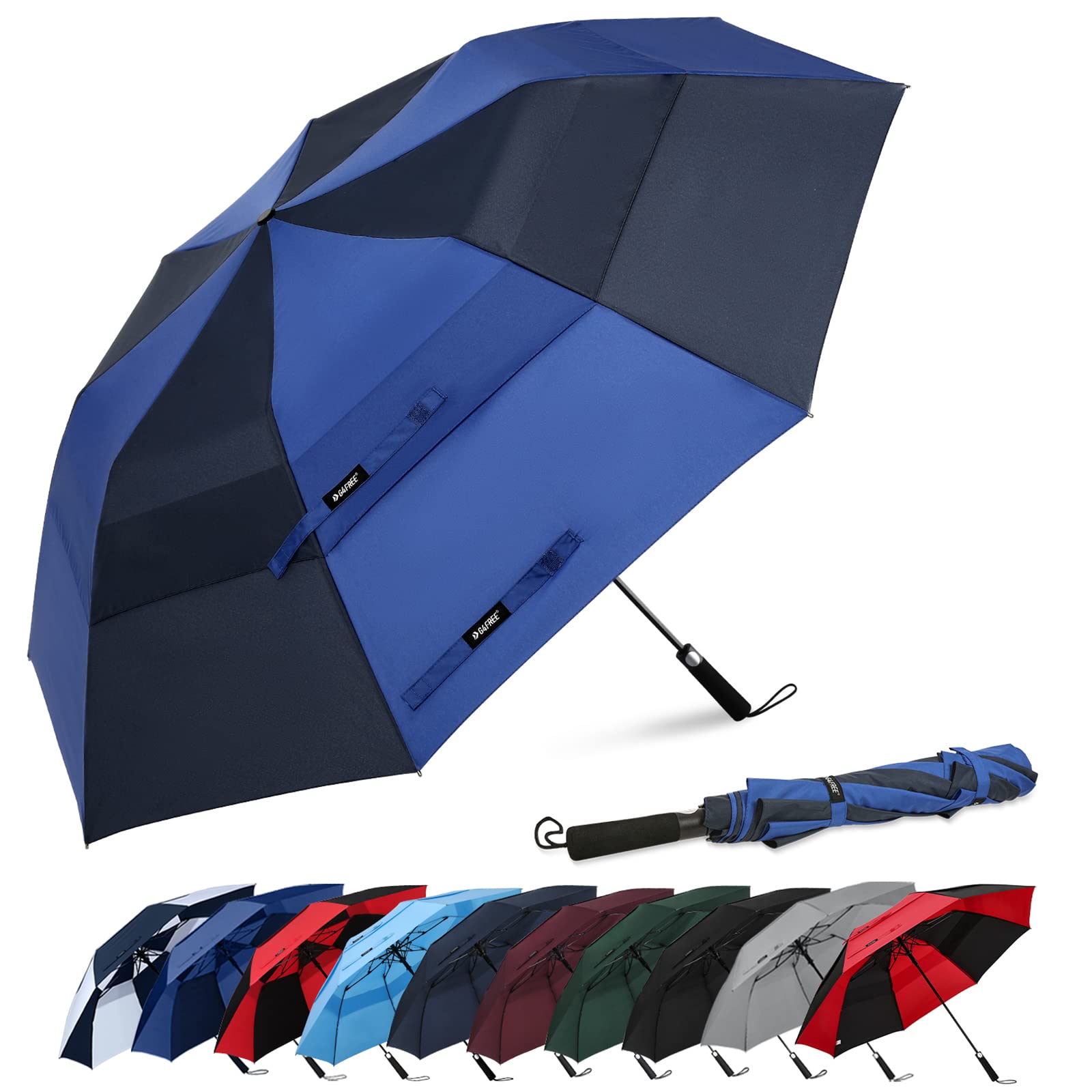 G4Free - G4Free 62 Inch Portable Automatic Open Oversize Vented Double Canopy Umbrellas -D02V684M
