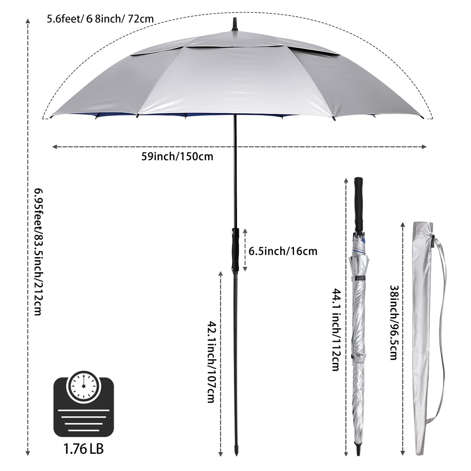 G4Free - G4Free 68 Arc Vented UV Auto Extra Large Windproof Golf/Beach  Umbrellas -D02V731A