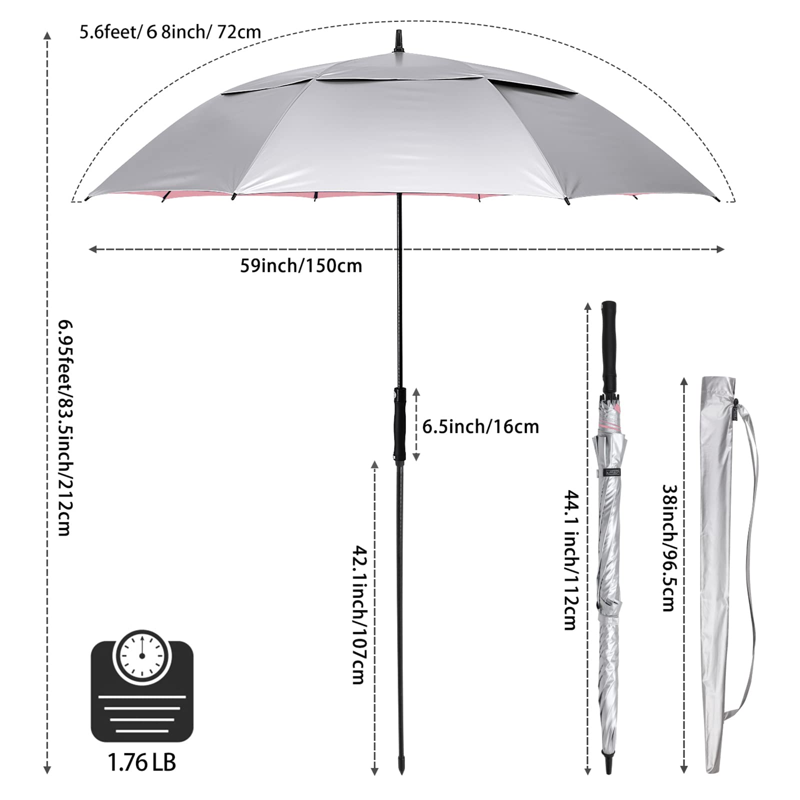 G4Free - G4Free 68 Arc Vented UV Auto Extra Large Windproof Golf/Beach  Umbrellas -D02V731A