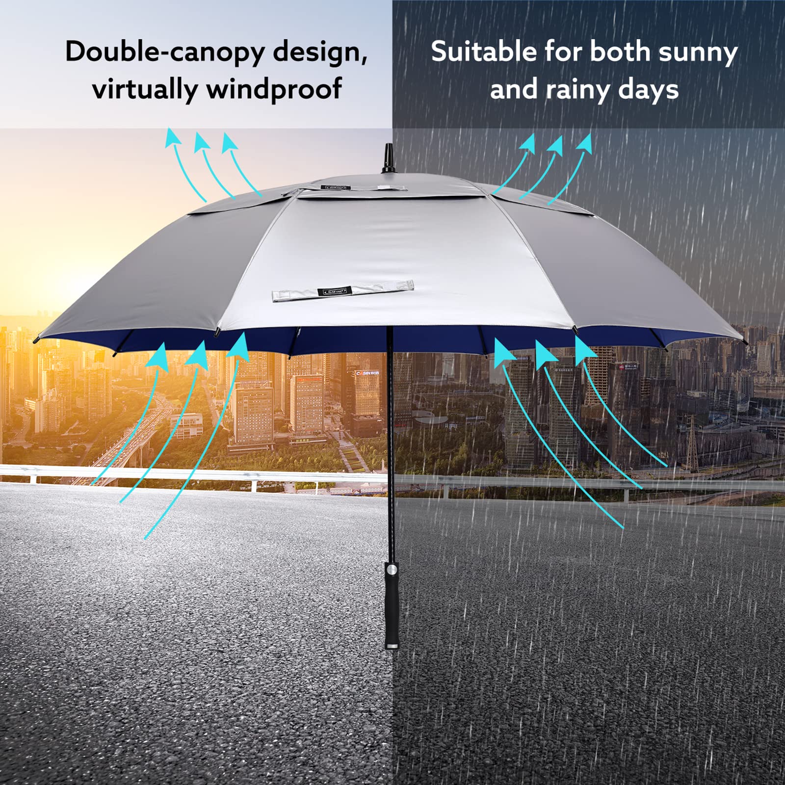 G4Free - G4Free 68 Arc Vented UV Auto Extra Large Windproof Golf/Beach  Umbrellas -D02V731A
