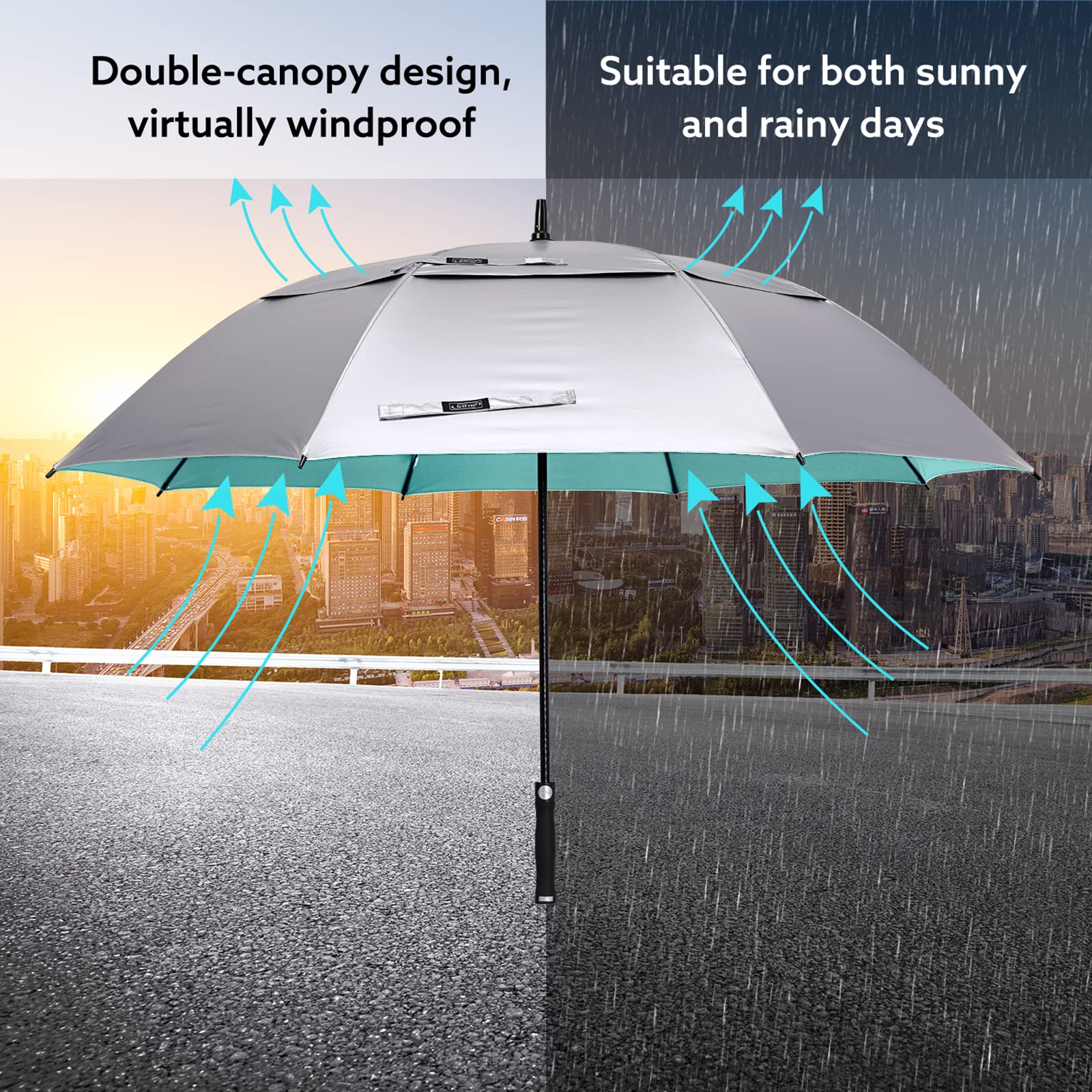 G4Free - G4Free 68 Arc Vented UV Auto Extra Large Windproof Golf/Beach  Umbrellas -D02V731A
