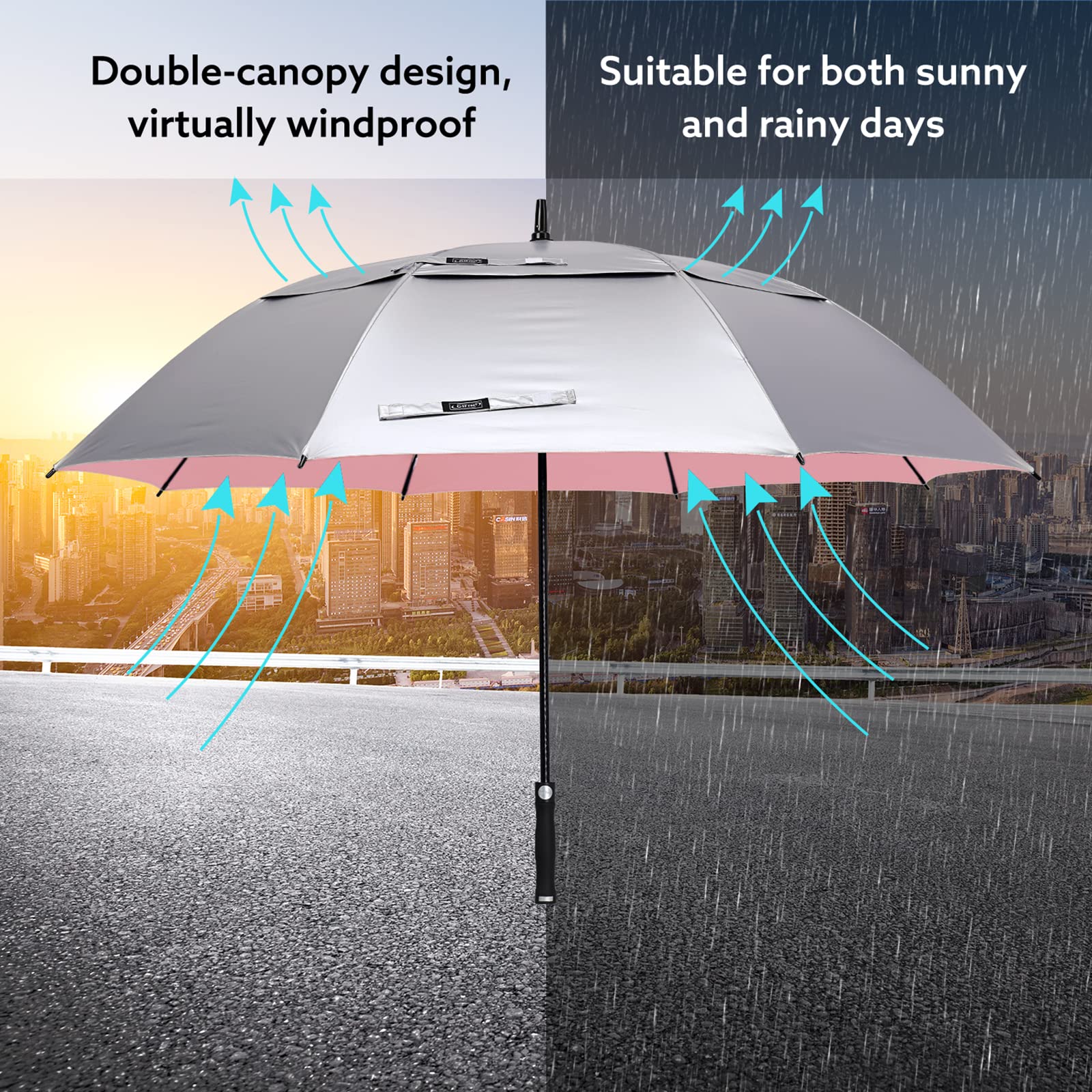 G4Free - G4Free 68 Arc Vented UV Auto Extra Large Windproof Golf/Beach  Umbrellas -D02V731A