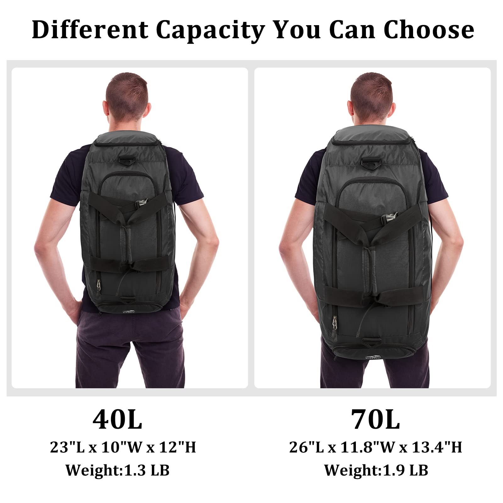G4Free - G4Free 70L Large 3-Way Duffle Backpack Gym Bag with Shoe Compartment -TN22B134C
