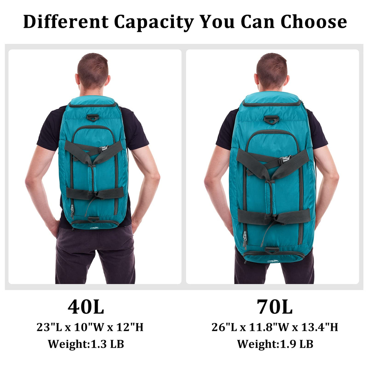 G4Free - G4Free 70L Large 3-Way Duffle Backpack Gym Bag with Shoe Compartment -TN22B134C