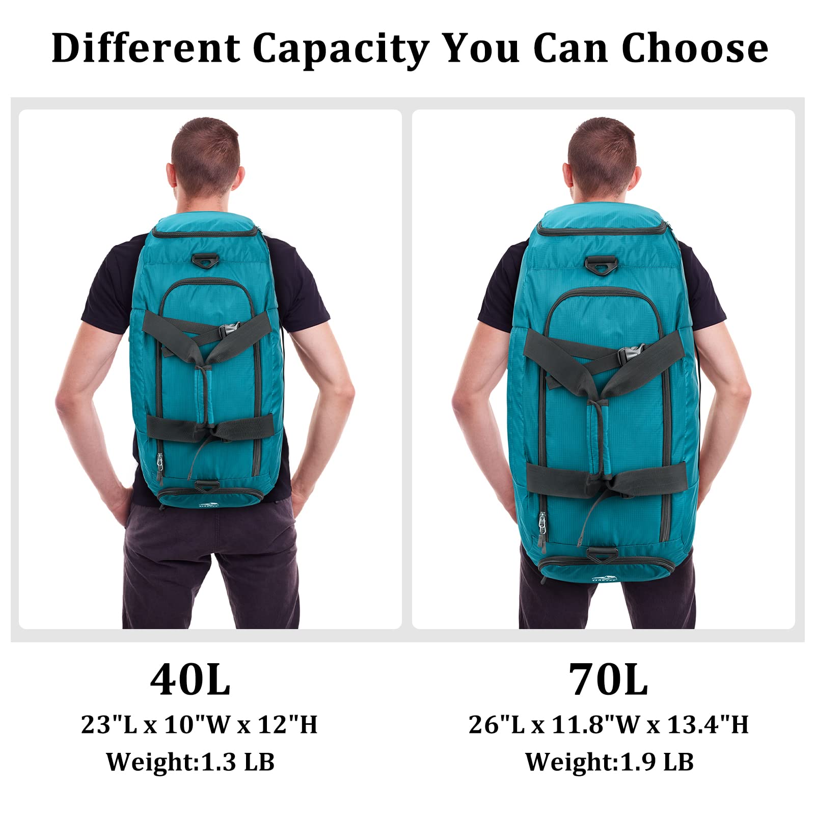 G4Free - G4Free 70L Large 3-Way Duffle Backpack Gym Bag with Shoe Compartment -TN22B134C