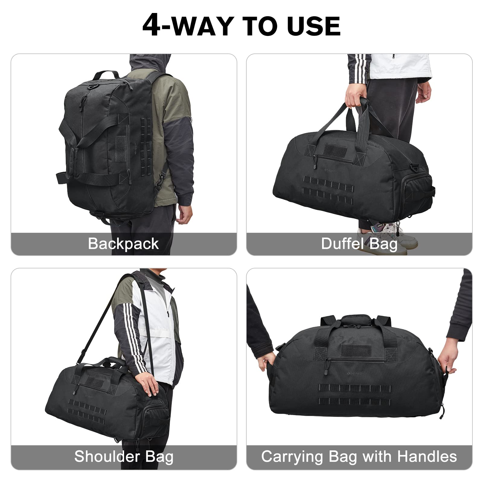 G4Free - G4Free 70L Large Duffle Bag Men Sports Gym Backpack -TN22B146B