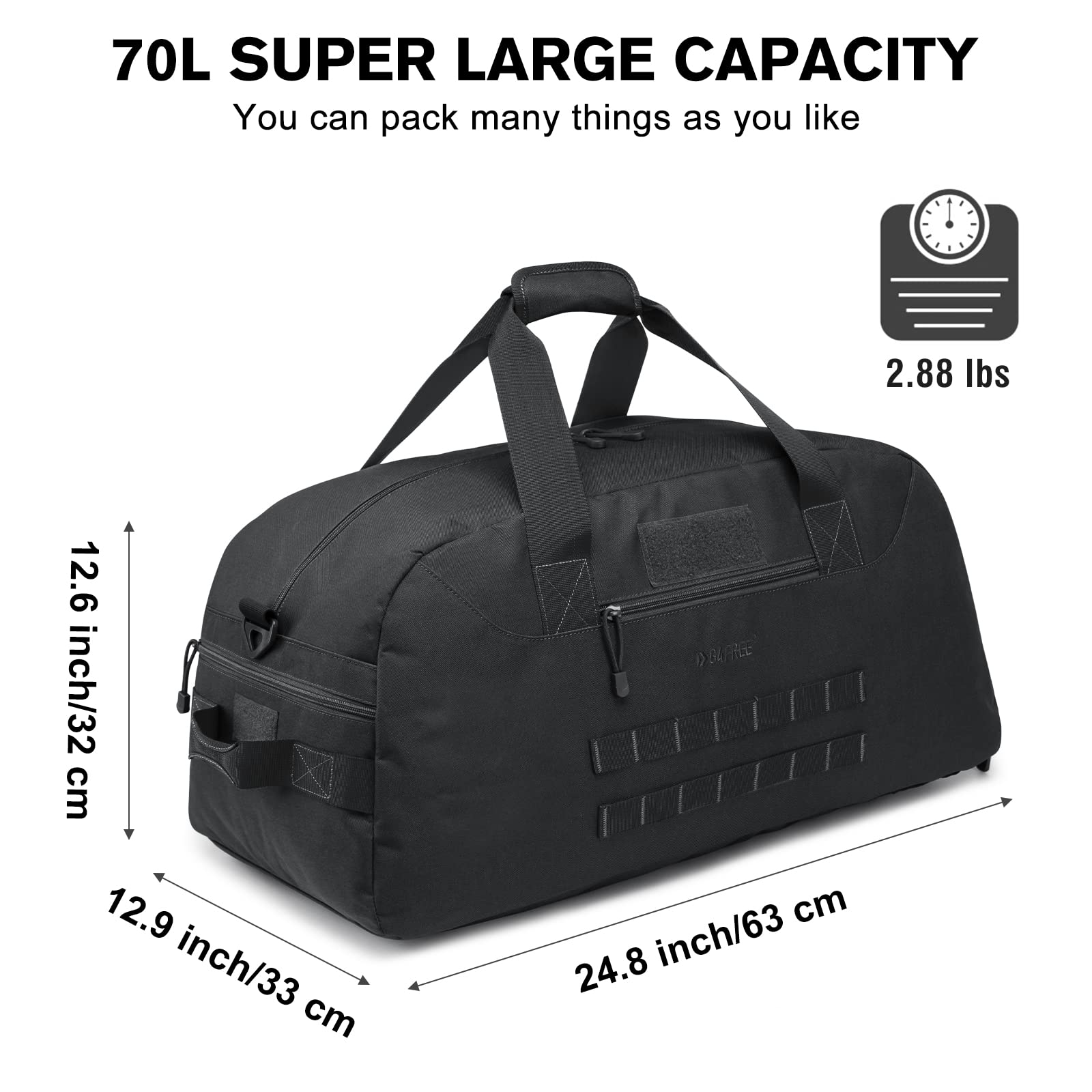 G4Free - G4Free 70L Large Duffle Bag Men Sports Gym Backpack -TN22B146B