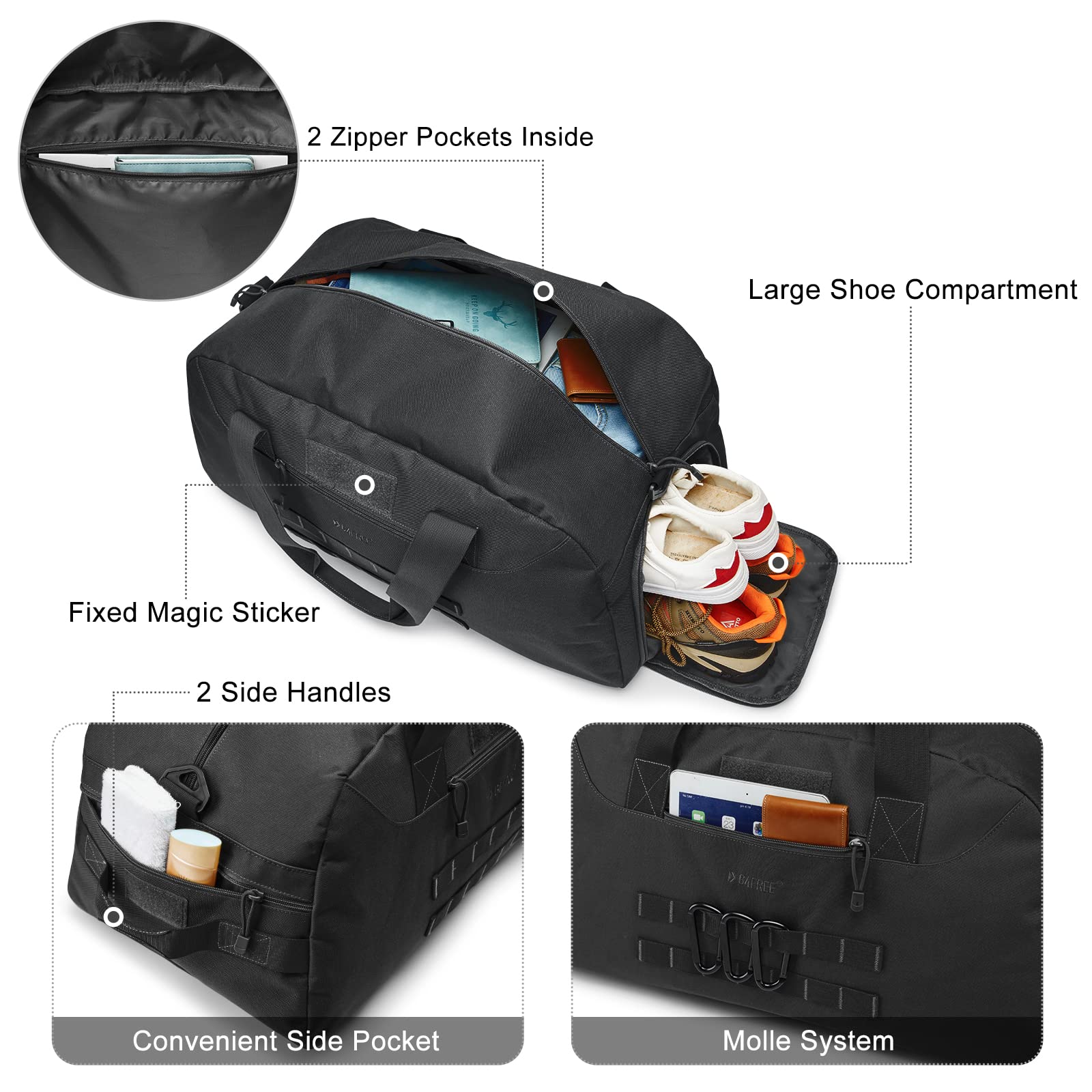 G4Free - G4Free 70L Large Duffle Bag Men Sports Gym Backpack -TN22B146B