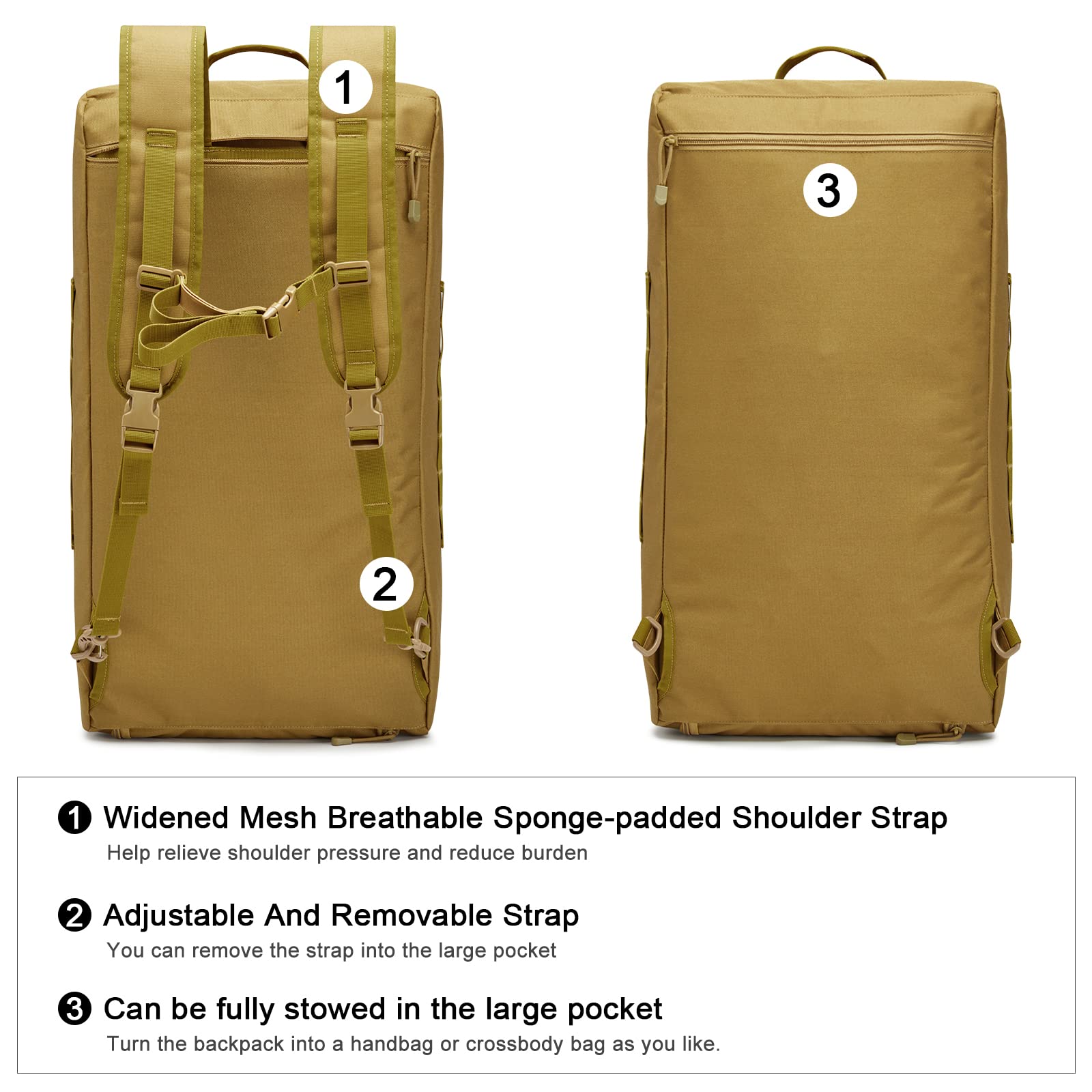G4Free - G4Free 70L Large Duffle Bag Men Sports Gym Backpack -TN22B146B