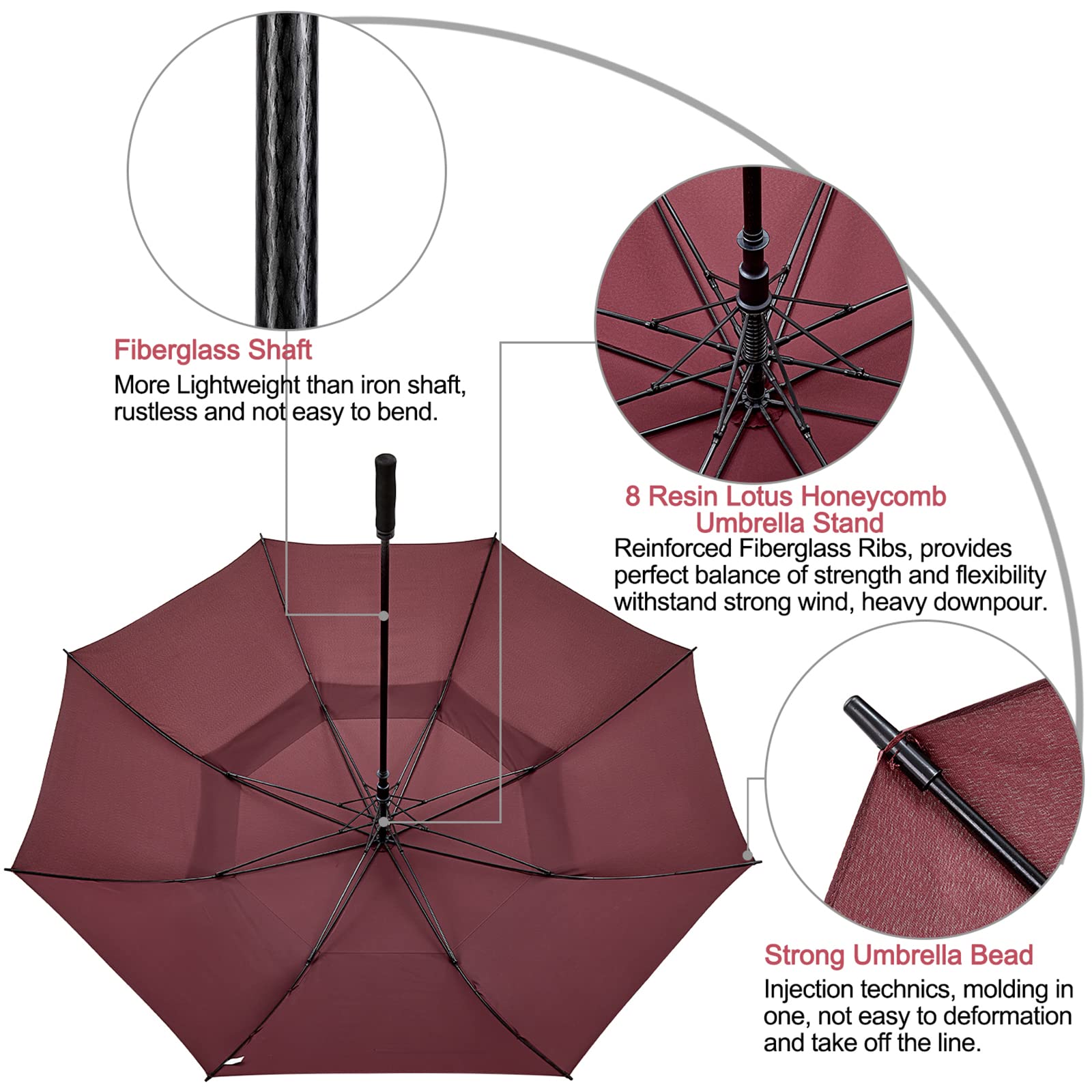G4Free - G4Free 72 Inch Huge Double Canopy Vented Windproof Stick Umbrellas -D02V716A