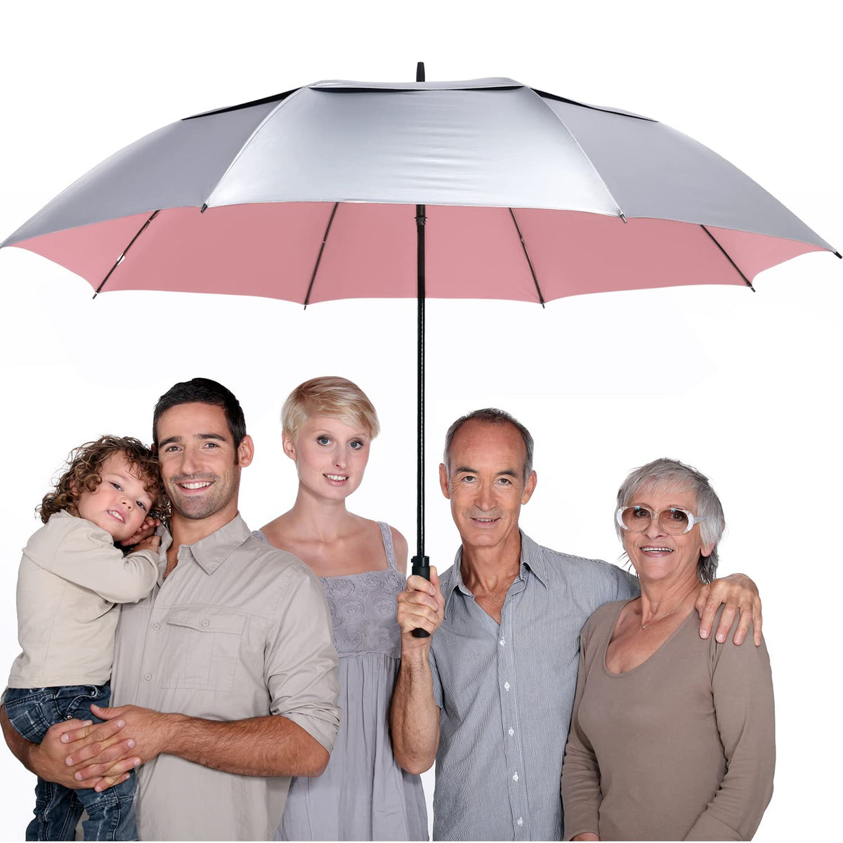 G4Free - G4Free 72 Inch Oversized Vented Double Canopy Umbrella for Family -D02V757A