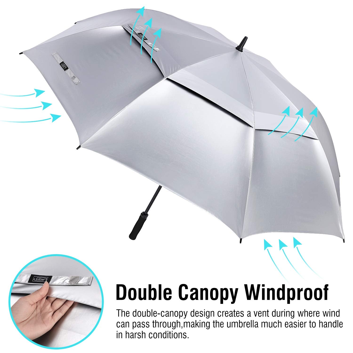 G4Free - G4Free 72 Inch Oversized Vented Double Canopy Umbrella for Family -D02V757A