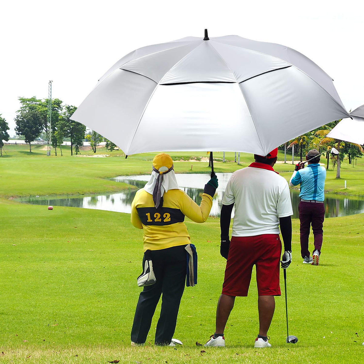 G4Free - G4Free 72 Inch Oversized Vented Double Canopy Umbrella for Family -D02V757A