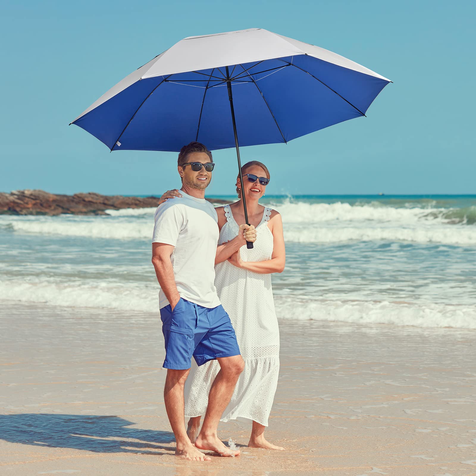 G4Free - G4Free 80 Inch 6.6 Ft Double Canopy Vented Windproof Stick Family Umbrella -TN21A013A