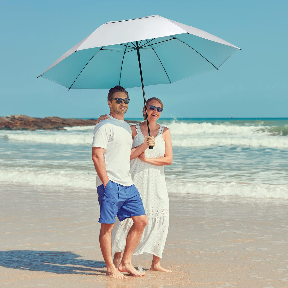 G4Free - G4Free 80 Inch 6.6 Ft Double Canopy Vented Windproof Stick Family Umbrella -TN21A013A