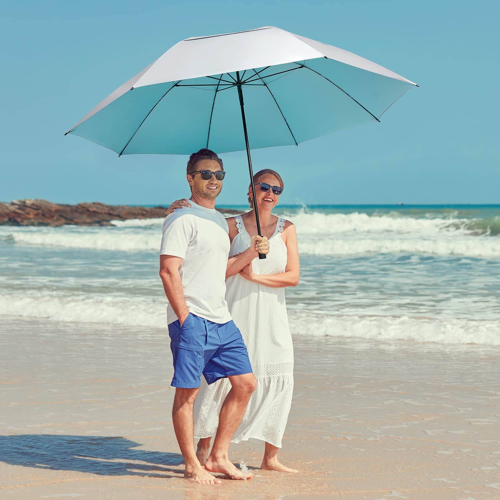 G4Free - G4Free 80 Inch 6.6 Ft Double Canopy Vented Windproof Stick Family Umbrella -TN21A013A