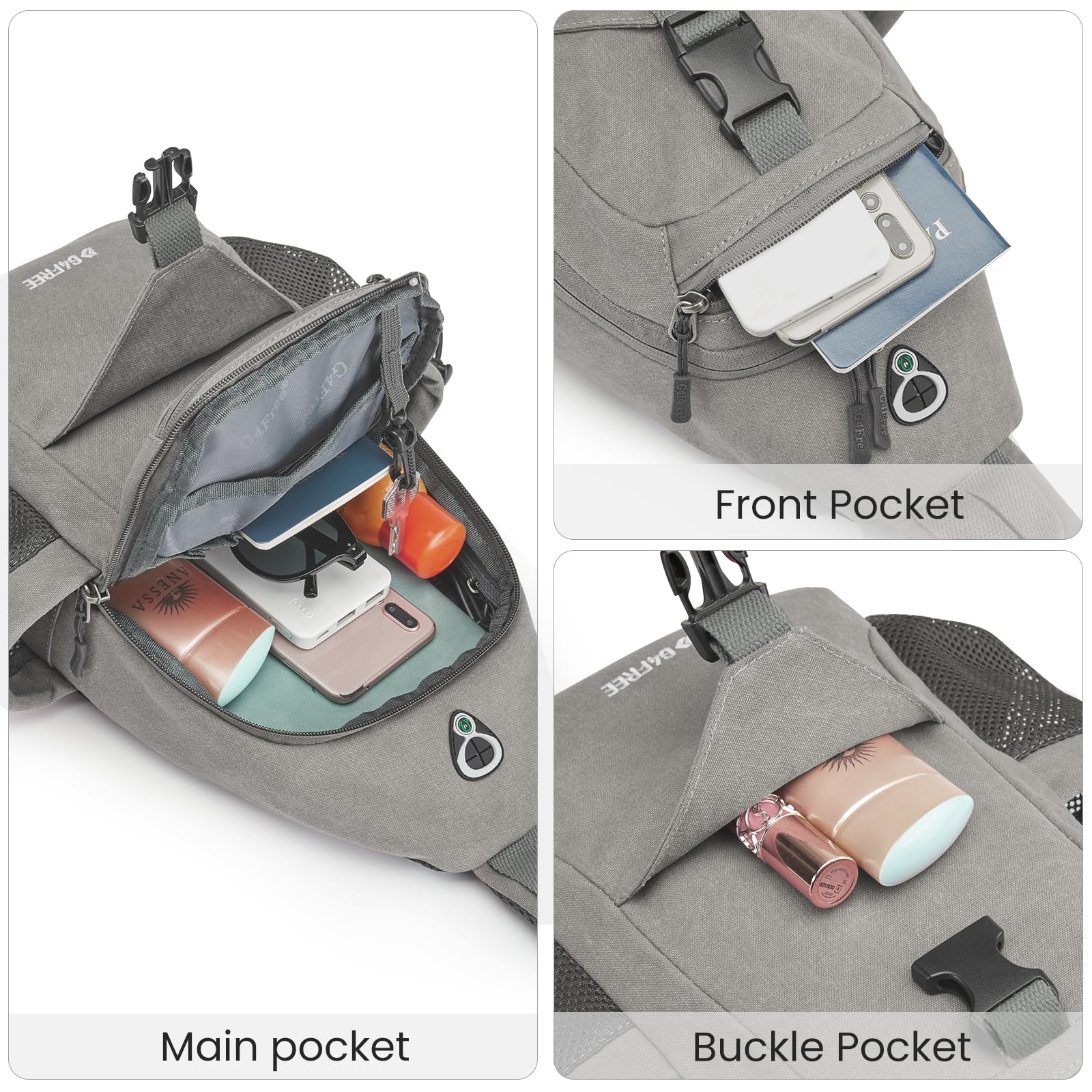 G4Free - G4Free Anti-Theft Canvas Sling Bag with USB Port -TN22B159C