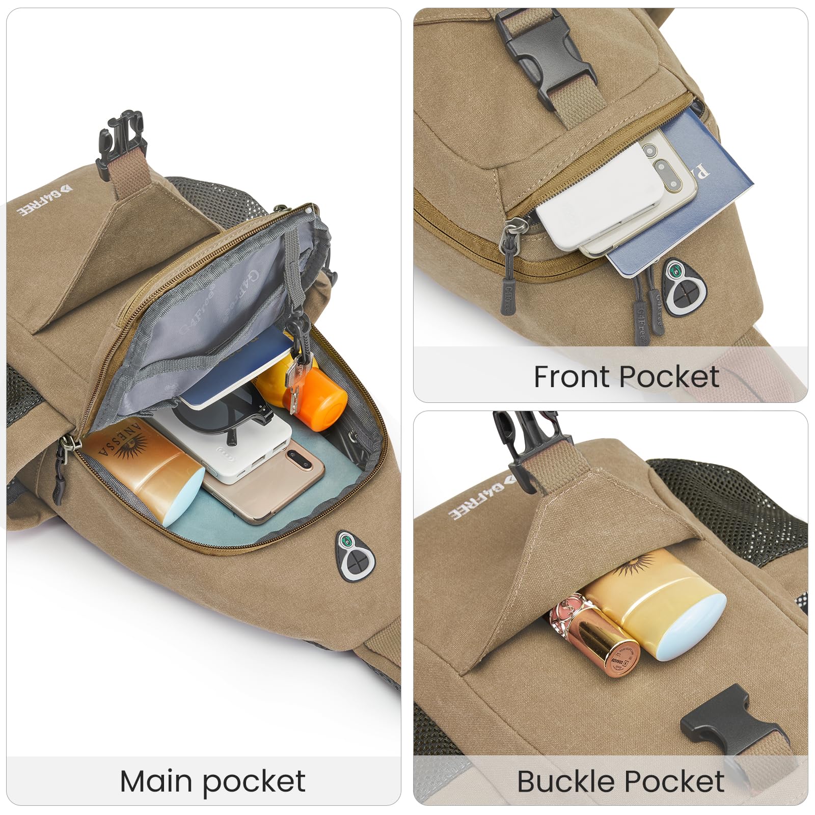 G4Free - G4Free Anti-Theft Canvas Sling Bag with USB Port -TN22B159C