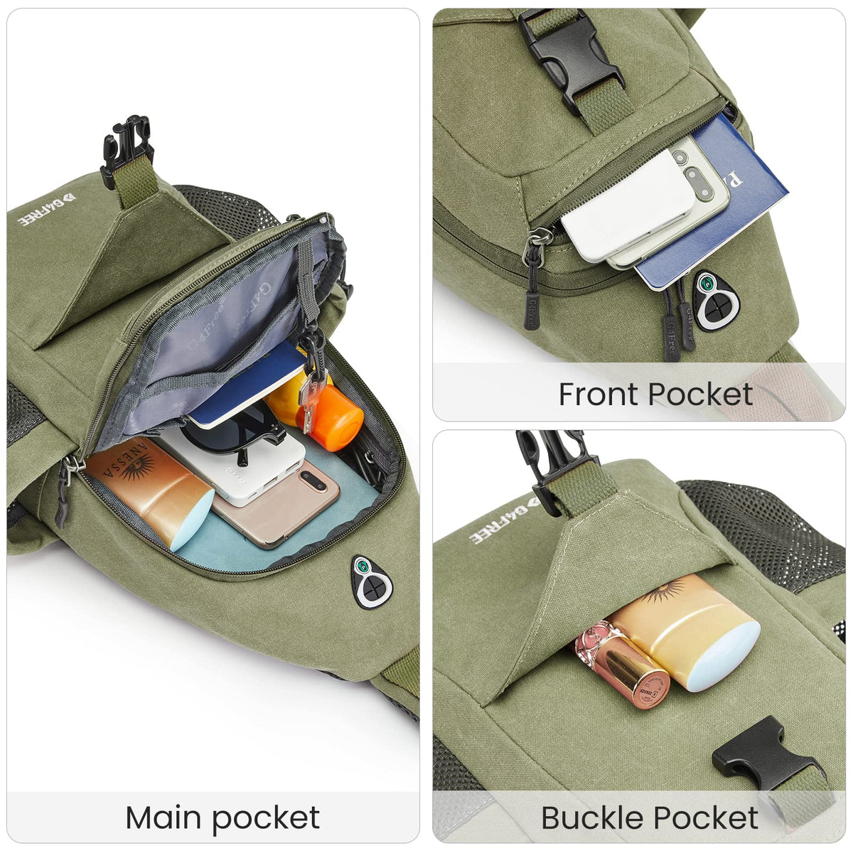G4Free - G4Free Anti-Theft Canvas Sling Bag with USB Port -TN22B159C