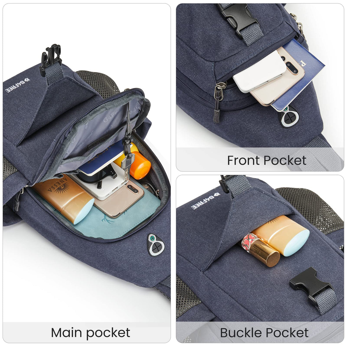 G4Free - G4Free Anti-Theft Canvas Sling Bag with USB Port -TN22B159C