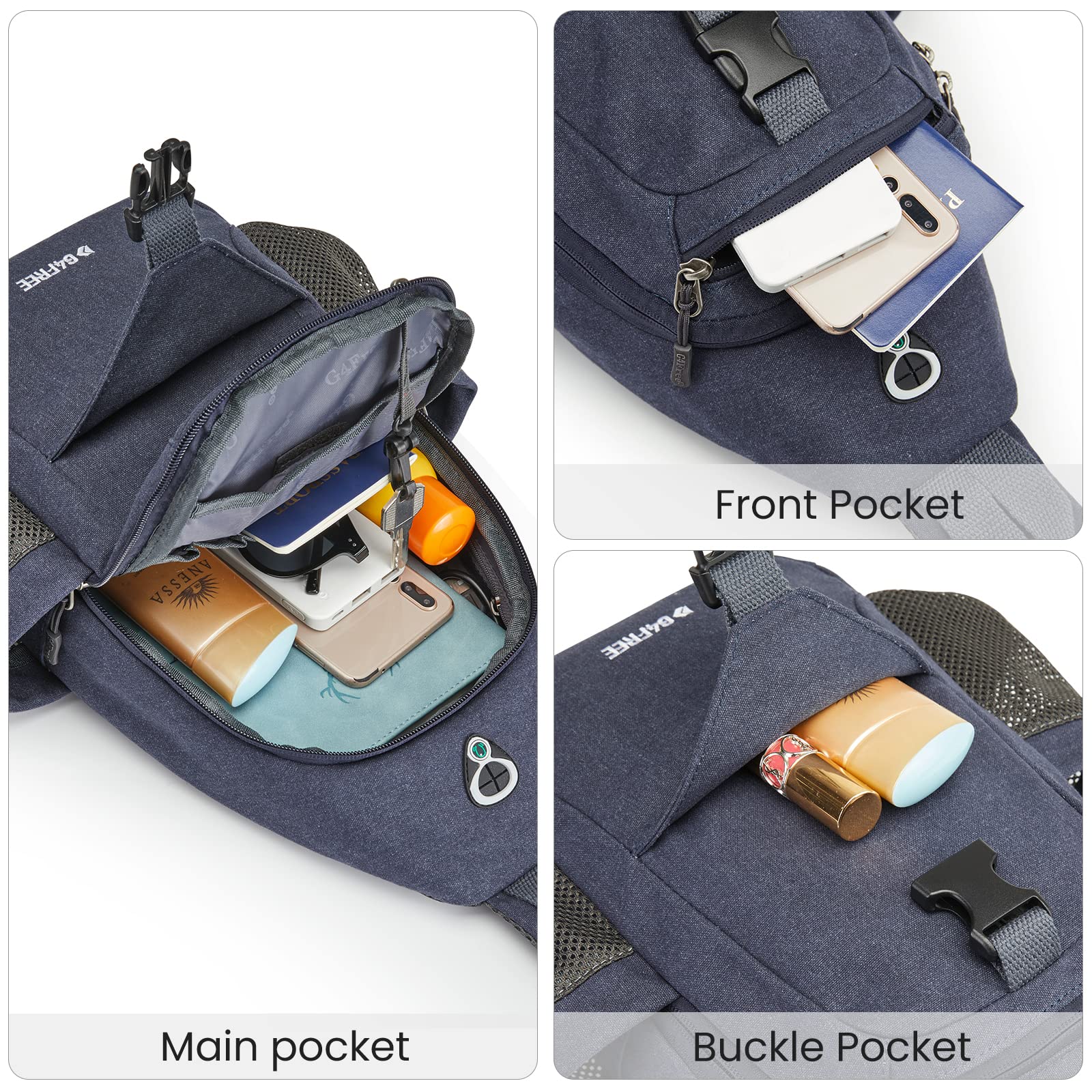 G4Free - G4Free Anti-Theft Canvas Sling Bag with USB Port -TN22B159C