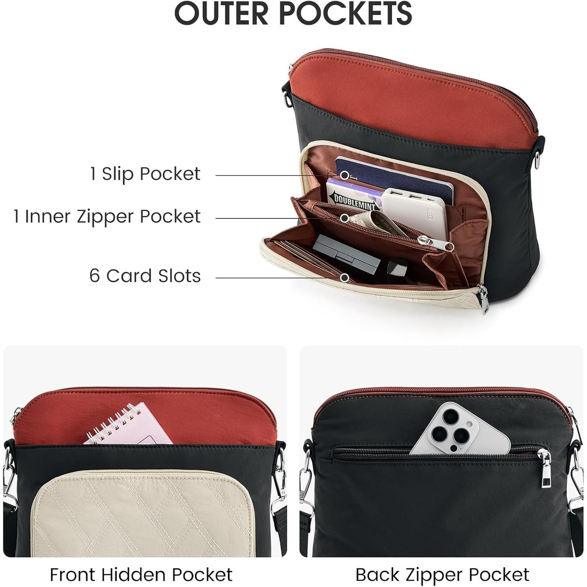 G4Free - G4Free Anti-Theft  Lightweight Nylon Shoulder Purse Medium Handbags -TN25B551A