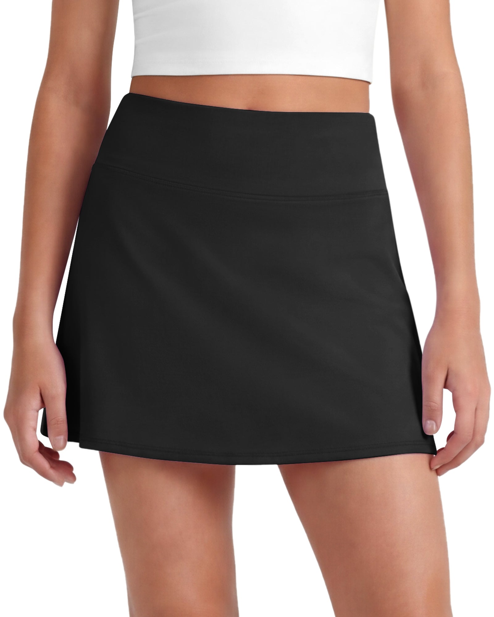 G4Free - G4Free BareFeel High Waisted Tennis Skirt for Girls with Built-in Shorts & Pockets -GF26HG932A001A-S
