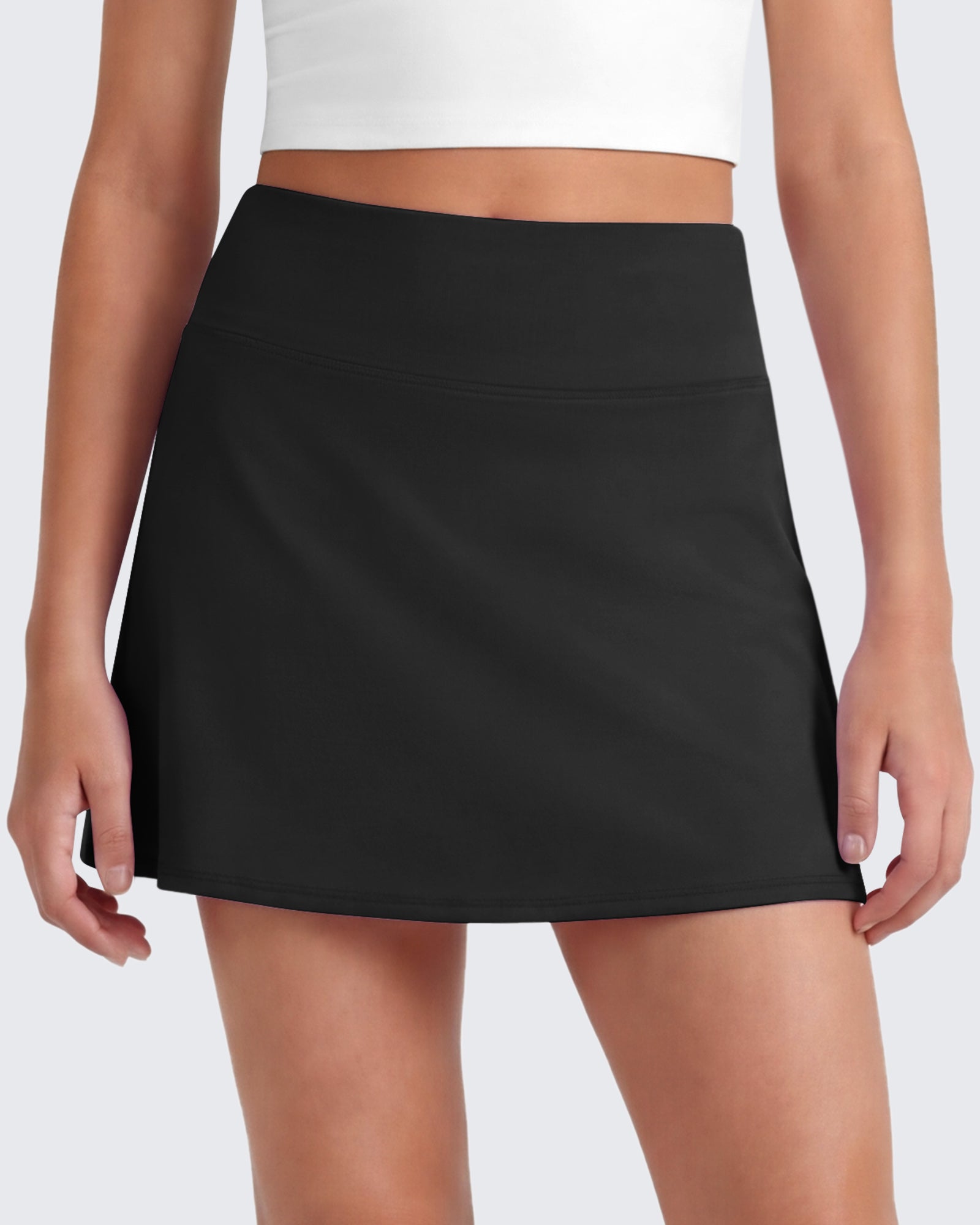 G4Free - G4Free BareFeel High Waisted Tennis Skirt for Girls with Built-in Shorts & Pockets -GF26HG932A001A-S