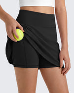G4Free - G4Free BareFeel High Waisted Tennis Skirt for Girls with Built-in Shorts & Pockets -GF26HG932A001A-S