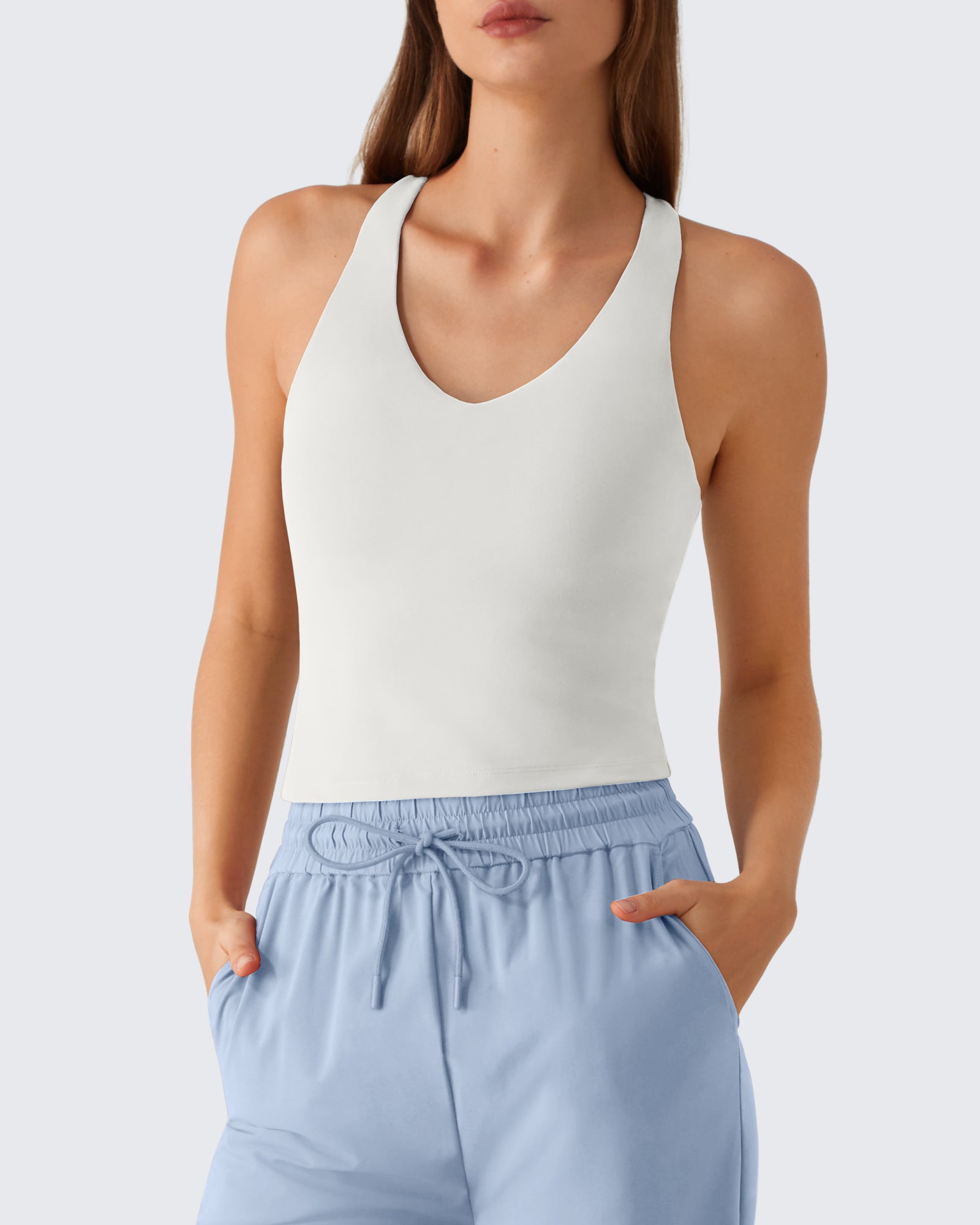 G4Free - G4Free BareFeel Racerback Tank Top with Removable Padded Bra -GF26L896A001A-S