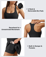 G4Free - G4Free BareFeel Racerback Tennis Dress with Built in Bra & Shorts -GF26V999A001A-S