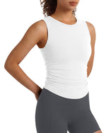 G4Free - G4Free BareFeel Ruched High Neck Yoga Tank Top -GF26L991A001F-XS