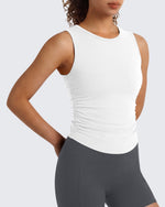 G4Free - G4Free BareFeel Ruched High Neck Yoga Tank Top -GF26L991A001F-XS