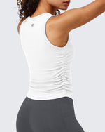 G4Free - G4Free BareFeel Ruched High Neck Yoga Tank Top -GF26L991A001F-XS